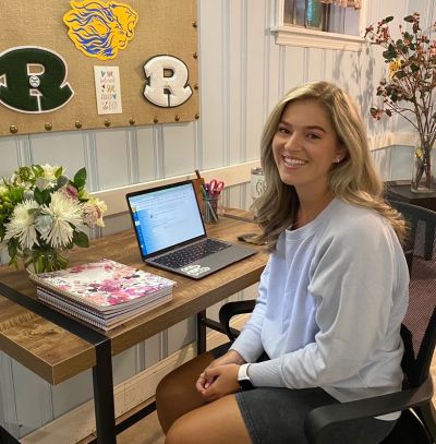 Student working at a desk