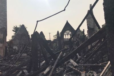 An image of the Third Presbyterian Church after the fire