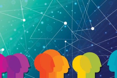 Graphic representing the Widener community staying connected virtually