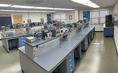 Electric Engineering Lab has 12 stations for students to use. 