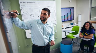 widener mba business student in classroom