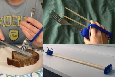 A collage shows three 3D printed assistive devices created by Widener students.