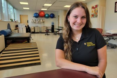 PT student Sarah Glazewski posed in Chester Community Clinic