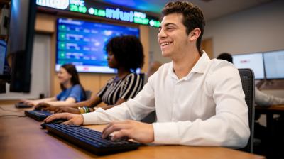 Widener University business students use the finance lab.