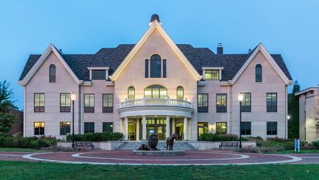 founders hall at night time