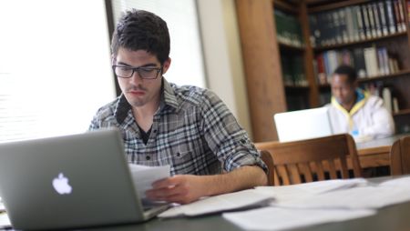 Student Studying in Library