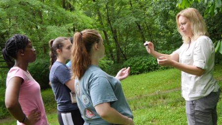 Students and Professor at Taylor Arboretum