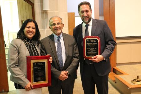 Engineering professors and dean at faculty awards banquet