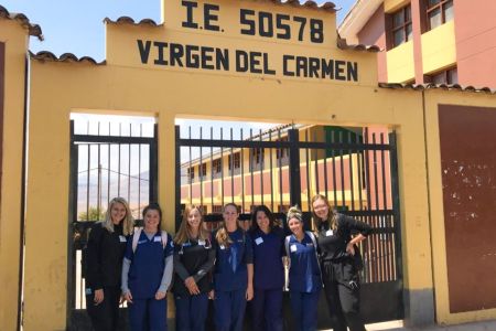 Nursing students in Peru as part of a population health class