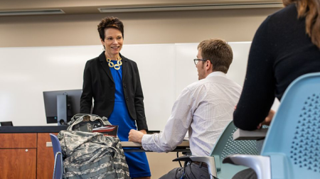 Nursing professor Barbara Patterson mentoring a student