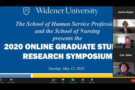 Screen shot of the Zoom conference featuring graduate research presentations