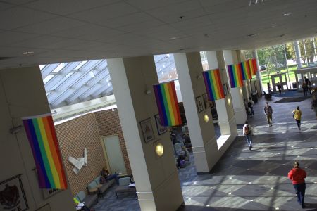 LGBTQ Pride Flags Hanging in University Center