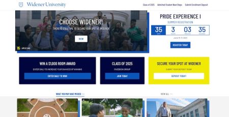 screenshot of choose Widener site