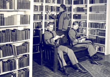 Cadets reading in PMC Library