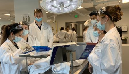 Students inside the Clinical Anatomy Lab