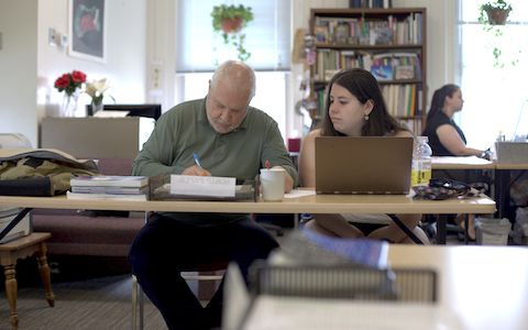 Writing Center student and professor