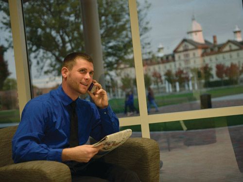 School of Business Graduate degree student on campus. Widener is considered one of the top schools for business as well as a top online schools for business.