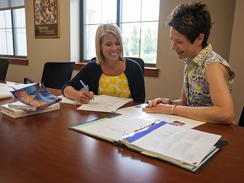School of Nursing student meets with faculty