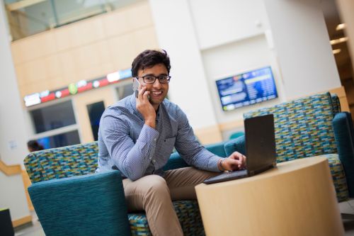 Business student on laptop