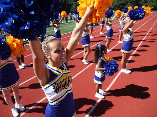 Cheerleaders perform at pep rally