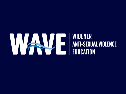 Blue graphic that reads "WAVE. Widener Anti-Sexual Violence Education"