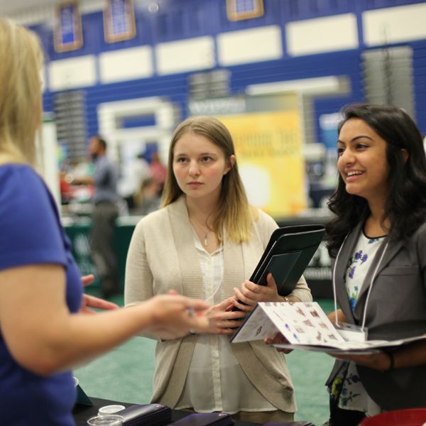 Students networking during on-campus event