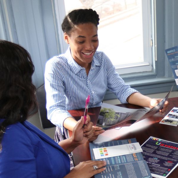 Graduate students working together
