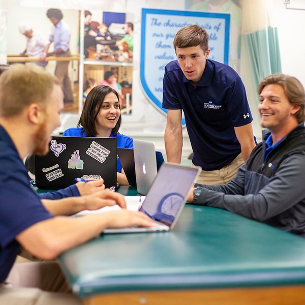 students in physical therapy clinic