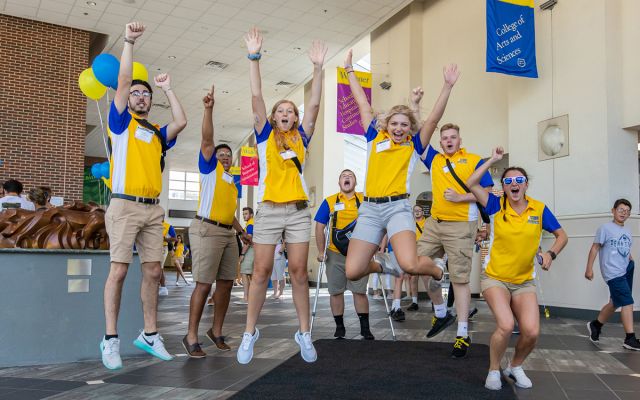 Widener students cheering on admitted students