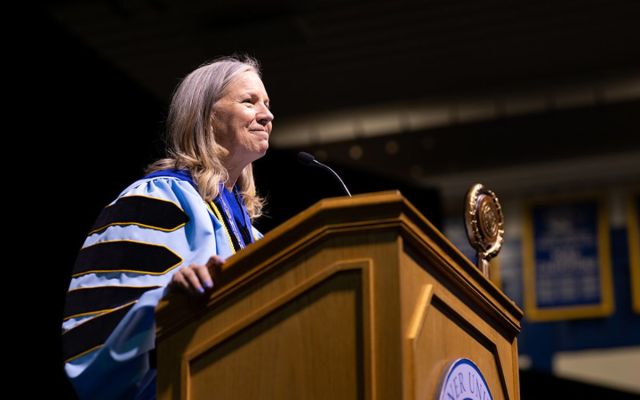 Stacey Robertson delivering her inaugural address.