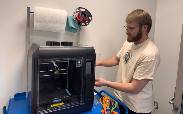 Student working on 3D printing project inside the Occupational Therapy Maker’s Lab 
