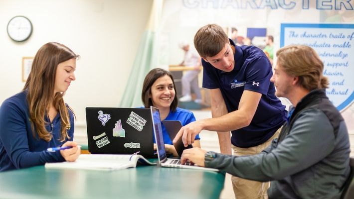 students work together in a group