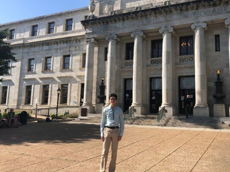 Stephen DiDonato stands in front of the court house in Delaware County.