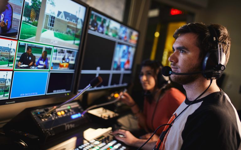 Students in Media Control Room