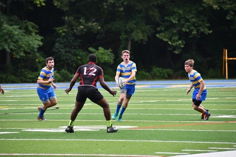 Michael Fehrle playing for Widener men's rugby