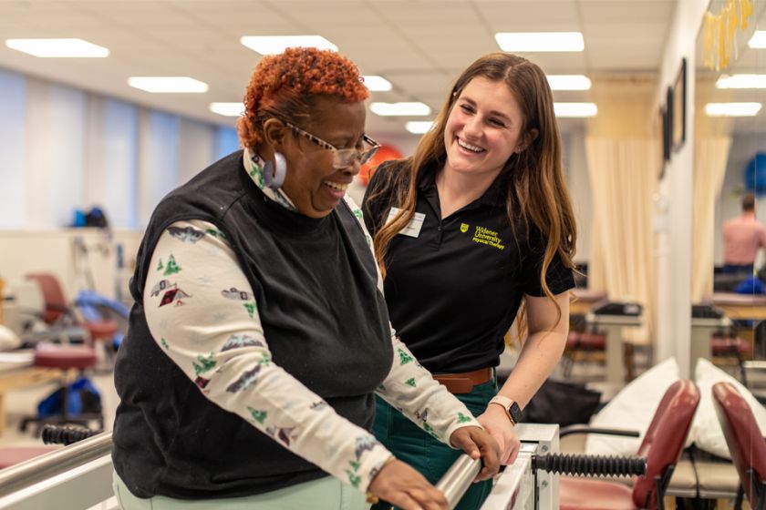 DPT student works with a client in the Chester Community Clinic