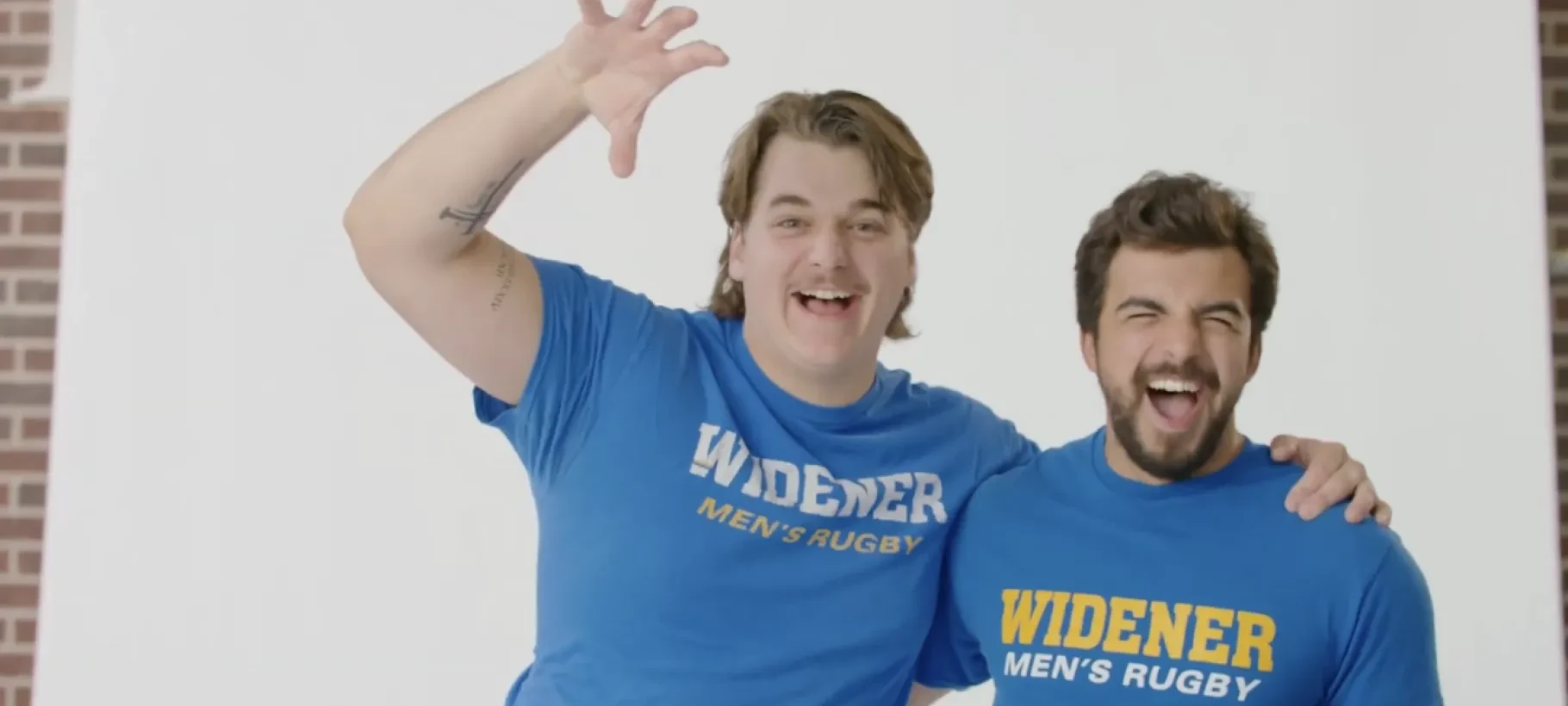 Two Widener rugby players smiling